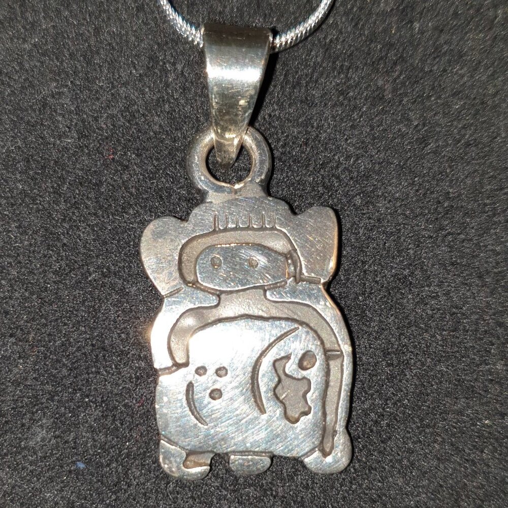 🌞 Rare Vintage TAXCO 950 Sterling Silver Maya "Ajaw" Pendant Necklace
